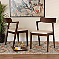 Baxton Studio Berenice Fabric And Finished Wood 2-Piece Dining Chair Set, Cream/Dark Brown 1 thumbnail image