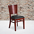 Flash Furniture Solid Back Wood Restaurant Accent Chair, Black Seat/Mahogany Frame