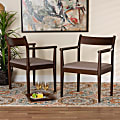Baxton Studio Coretta Fabric And Finished Wood 2-Piece Dining Chair Set, Warm Gray/Dark Brown