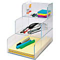 Sparco® 3-Compartment Desktop Storage Organizer, 12"H x 12"W x 9 7/16"D, Clear