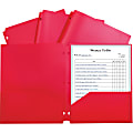 C-Line 2-pocket Heavyweight Poly Portfolio Pocket - 11.4" Length - 100 mil Thickness - For Letter 8 1/2" x 11" Sheet - 3 x Holes - Ring Binder - Rectangular - Red - Polypropylene - 25 / Box