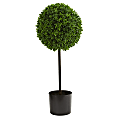Nearly Natural Boxwood Ball Topiary 30”H Artificial UV Resistant Indoor/Outdoor Tree With Pot, 30”H x 12”W x 12”D, Green 1 thumbnail image