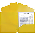C-Line 2-pocket Heavyweight Poly Portfolio Pocket - 11.4" Length - 100 mil Thickness - For Letter 8 1/2" x 11" Sheet - 3 x Holes - Ring Binder - Rectangular - Yellow - Polypropylene - 25 / Box