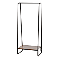 IRIS Metal Garment Rack With Wood Shelf, 59"H x 25-3/16"W x 15-3/4"D, White/Dark Brown