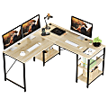 Bestier L-Shaped Corner Computer Desk With Storage Shelf, And Cable Management, 60"W, Light Oak