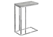Monarch Specialties Zachary Accent Table, 25-1/4"H x 10-1/4"W x 18-1/4"D, Gray Cement/Chrome
