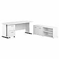 Bush® Business Furniture Studio A 72"W Computer Desk With Mobile File Cabinet And Low Storage Cabinet, White, Standard Delivery