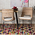 bali & pari Nafaro Natural Rattan And Metal Dining Chairs With Cushions, Graywashed/White/Black, Set Of 2 Chairs