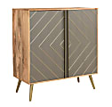 Coast to Coast Greyleigh Mid-Century Modern 2-Door Buffet Wood Storage Cabinet, 43"H x 40"W x 18"D, Natural & Cement Gray