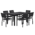 KFI Studios Eveleen 7-Piece Outdoor Patio Set, 45-5/8”H x 30”W x 30”D, Gray/Silver Table, Silver/Mocha Chairs