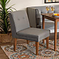 Baxton Studio Stewart Velvet Upholstered And Finished Wood Dining Chair, Gray/Walnut Brown 1 thumbnail image