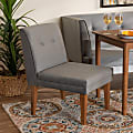 Baxton Studio Stewart Velvet Upholstered And Finished Wood Dining Chair, Gray/Walnut Brown