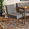 Baxton Studio Alvis Velvet-Upholstered And Finished Wood Dining Chair, Gray/Walnut Brown 1 thumbnail image