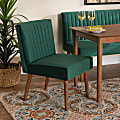 Baxton Studio Alvis Velvet-Upholstered And Finished Wood Dining Chair, Emerald Green/Walnut Brown