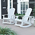 Flash Furniture Savannah All-Weather Adirondack Rocking Chairs, White, Set Of 2 Chairs