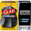 Glad® ForceFlexPlus™ Drawstring Trash Bags, 30 Gallons, Black, 50 Per Box, Carton Of 3 Boxes