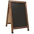 Excello Double-Sided A-Frame Magnetic Chalkboard And Coroplast Poster Holder, Steel, 27-1/2” x 44”, Black, Brown Wood Frame 1 thumbnail image