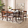 Baxton Studio Helene 7-Piece Dining Set, 29-15/16”H x 59-1/8”W x 35-7/16”D, Warm Gray/Dark Brown 1 thumbnail image