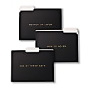 Gartner™ Studios Soft-Touch Now Or Never File Folders, 8-1/2" x 11", Letter Size, Black/Gold, Pack Of 6 Folders 1 thumbnail image