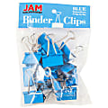 JAM Paper® Designer Binder Clips, Medium, 3/4" Capacity, Blue, Bag Of 15 Clips