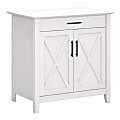 Bush Furniture Key West 30"W Secretary Desk With Keyboard Tray And Storage Cabinet, Pure White Oak, Standard Delivery 1 thumbnail image