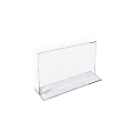 Azar Displays Double-Foot Acrylic Sign Holders, 4" x 6", Clear, Pack Of 10