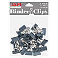 JAM Paper® Designer Binder Clips, Small, 1/2" Capacity, Gray, Bag Of 25 Clips