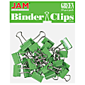 JAM Paper® Designer Binder Clips, Small, 1/2" Capacity, Green, Bag Of 25 Clips