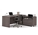 Bestar Pro-Linea 72"W L-Shaped Corner Desk, Bark Gray 1 thumbnail image