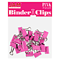 JAM Paper® Designer Binder Clips, Small, 1/2" Capacity, Pink, Pack Of 25 Clips