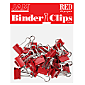 JAM Paper® Designer Binder Clips, Small, 1/2" Capacity, Red, Pack Of 25 Clips