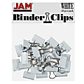 JAM Paper® Designer Binder Clips, Small, 1/2" Capacity, White, Pack Of 25 Clips