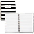 Cambridge Hardcover Wirebound Notebook - Twin Wirebound - Both Side Ruling Surface - Ruled - 7.3" x 9.5" - 80 Sheets - Black & White Cover Stripe - Hard Cover, Dual Sided - 1Each