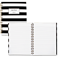 Cambridge Hardcover Wirebound Notebook - Twin Wirebound - Both Side Ruling Surface - Ruled - 7.3" x 9.5" - 80 Sheets - Black & White Cover Stripe - Hard Cover, Dual Sided - 1Each 1 thumbnail image