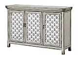 Coast to Coast Cara 3-Door Storage Credenza with Mirrored Doors, 37”H x 56"W x 17"D, Lizzy Hazy Gray/Mirror 1 thumbnail image