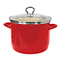 Vasconia® Enamel-On-Steel Straight Stockpot With Glass Lid, 8 Qt, Red