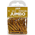 JAM Paper® Paper Clips, Pack Of 75, Jumbo, Gold