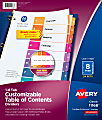 Avery® Ready Index® 1-8 Tab Binder Dividers With Customizable Table Of Contents, 8-1/2" x 11", 8 Tab, White/Multicolor, Box Of 24 Sets 1 thumbnail image