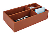 Realspace® Faux Leather Desktop Standard-Duty Storage Box, Letter/Legal Size, 10 1/8" x 5 9/16" x 2 11/16", Tan