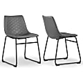 Glamour Home Ave Faux Leather Dining Accent Chairs With Metal Legs, Gray/Black, Set Of 2 Chairs