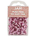 JAM Paper® Pushpins, 1/2", Baby Pink, Pack Of 100 Pushpins