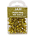 JAM Paper® Pushpins, 1/2", Gold, Pack Of 100 Pushpins