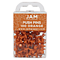 JAM Paper® Pushpins, 1/2", Orange, Pack Of 100 Pushpins