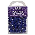 JAM Paper® Pushpins, 1/2", Purple, Pack Of 100 Pushpins