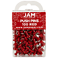 JAM Paper® Pushpins, 1/2", Red, Pack Of 100 Pushpins