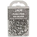 JAM Paper® Pushpins, 1/2", Silver, Pack Of 100 Pushpins