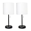 LimeLights Stick Lamps, 19-1/2"H, White Shade/Black Base, Set Of 2 Lamps