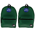 BAZIC Products 16" Basic Backpacks, Green, Pack Of 2 Backpacks