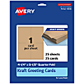 Avery® Printable Quarter-Fold Greeting Cards, 4-1/4" x 5-1/2" Kraft Brown, Pack Of 25 1 thumbnail image