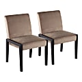 LumiSource Carmen Contemporary Dining Chairs, Black/Crushed Light Brown Velvet, Set Of 2 Chairs